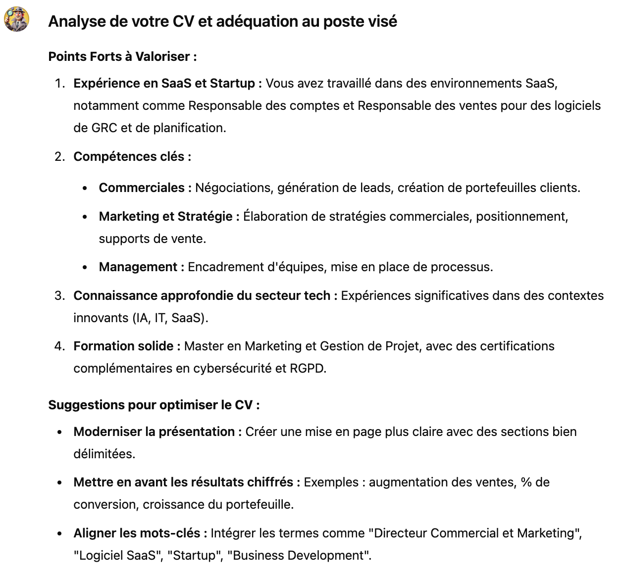 Exemple GPT Analyse de CV